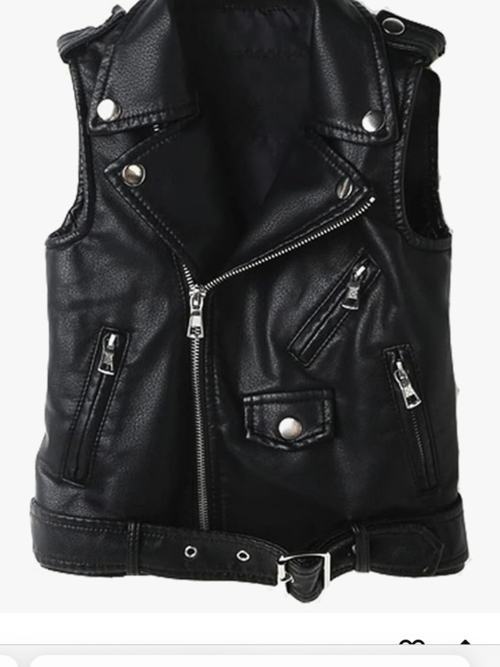 Kids Black Faux Leather Biker Vest 7-8